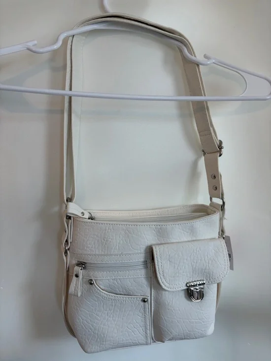 Rossetti Women's White Crossbody HandBag Purse with Front Pockets - Picture 2 of 10